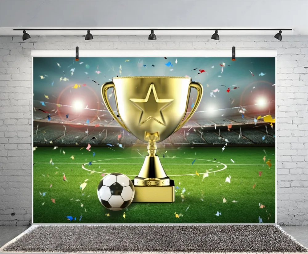 Laeacco Champion Cup Football Light Field Baby Child Photography Backgrounds Customized Photographic Backdrop For Photo Studio