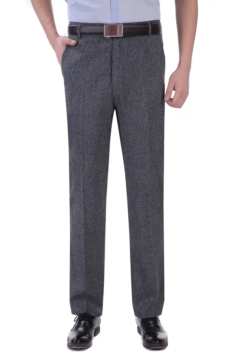 Повседневные деловые брюки мужские с высокой талией свободные плюс размер прямые брюки летние тонкие отцы брюки