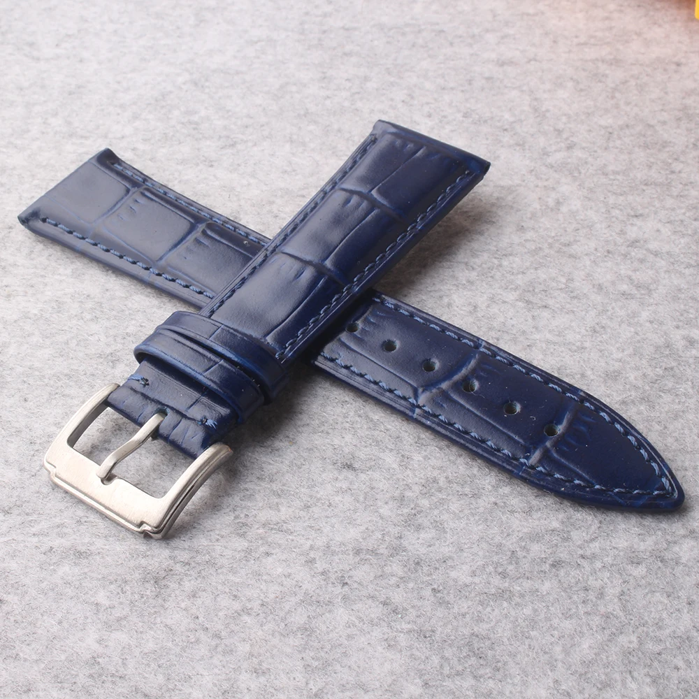 Новые темно-синий из натуральной яловой кожи 22 мм 16 мм 18 мм 19 мм 20 мм часы ремень ремешок для часов pin застежка пряжка для наручные мужские