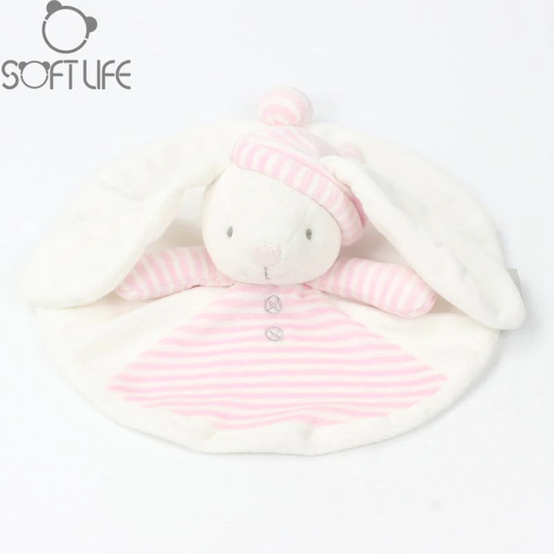 

25CM Baby Plush Toy Pink Hat Bear Scarf Handkerchief Appease Towel Rattles Crap Doll Sleep Comfort Doll For Calm Educational Toy