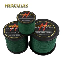 Hercules PE плетеная рыболовная леска зеленый многофиламентный рыболовный шнур сильный морской 4 нити 100 м 300 м 500 м 1000 м 1500 м 2000 м