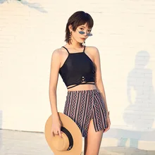 Купальные костюмы размера плюс, купальный костюм с юбкой, танкини из двух частей для девочек, купальник, женский купальник, три пуш-ап, Корея, спандекс, танкини