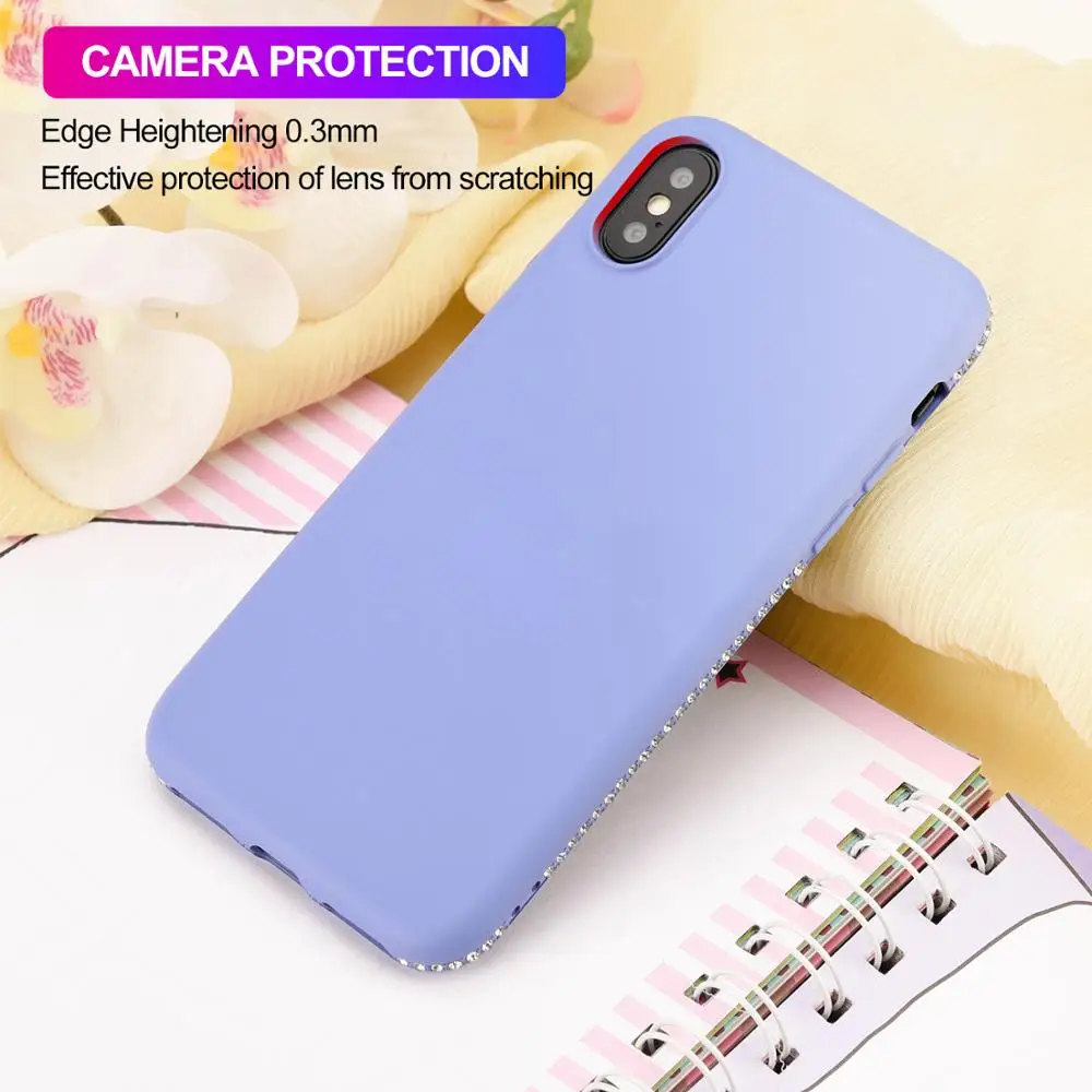 

FastDeng diamond bling edge case for iPhone 6 7 8 plus Soft silicone TPU candy color back Cover for iPhone X XS XR XS Max case