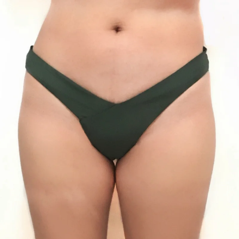 TDFunlive В форма пикантные женские купальники для малышек для женщин плавание краткое Бразильский бикини Низ cheeky butt стринги танга трусики - Цвет: Армейский зеленый