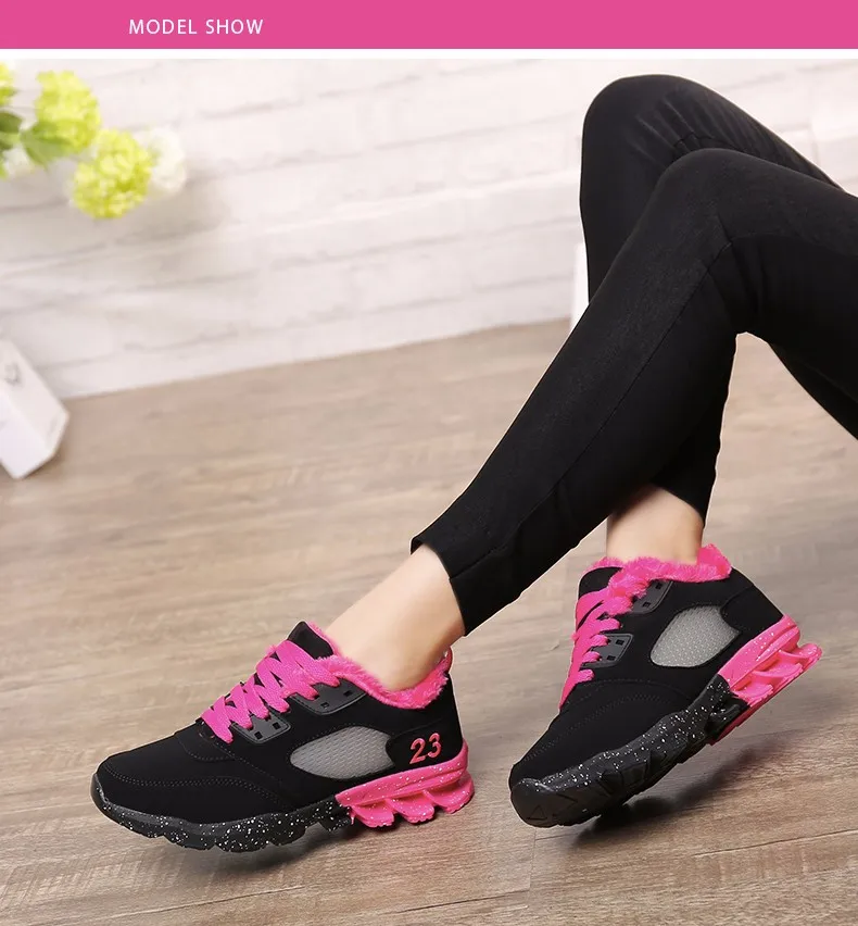 2017 Fashion Winter Women Casual Shoes Plush Warm Sport Low Top Women Shoes Black Pink Breathable Lace Up Woman Trainers YD165 (15)