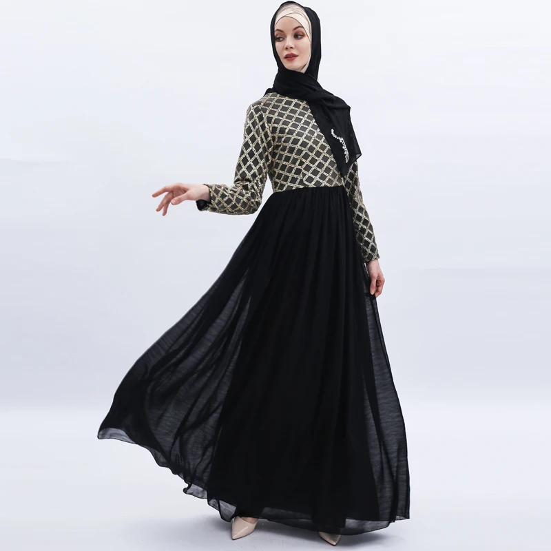 Блесток плед абайя, кафтан элегантное женское вечернее платье мусульманский хиджаб платье пакистанские турецкие платья женские Caftan Elbise