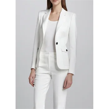 

White Female Office Uniform Elegant Pant Suits 2 Piece Womens Trouser Suit Blazer Womens Business Suits Ladies Formal Suits