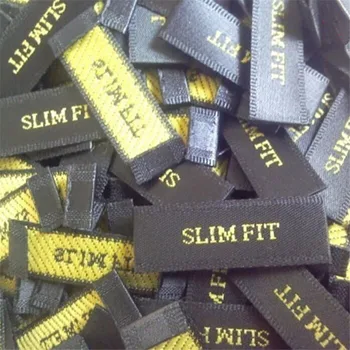 

Custom clothing end folded t shirt golden woven label 30 mm * 10 mm MZ-2230