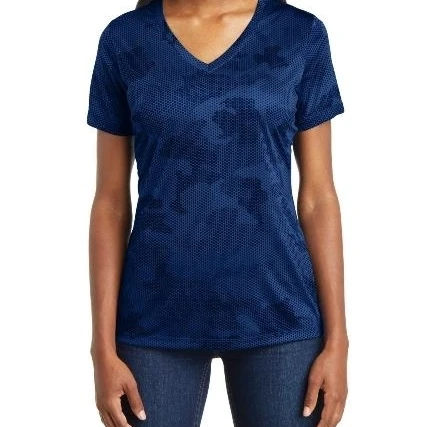 Sport-Tek LST370 Ladies CamoHex V Neck Tee True Royal Blue - 2XL (1)