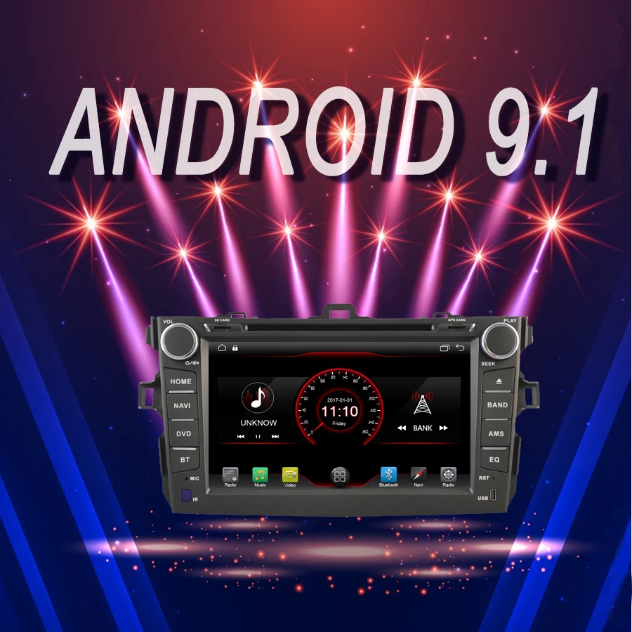 cheap OTOJETA Brand Car Android 9.1 Multimedia Player for TOYOTA COROLLA 2007 2012 GPS Navigation Device with Camera Aux bluetooth