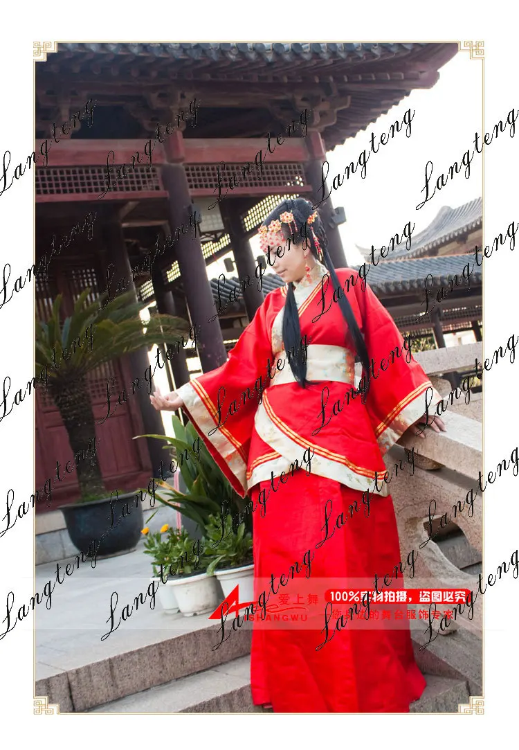 Новинка года древней китайской Костюмы костюм красный hanfu костюм любителей