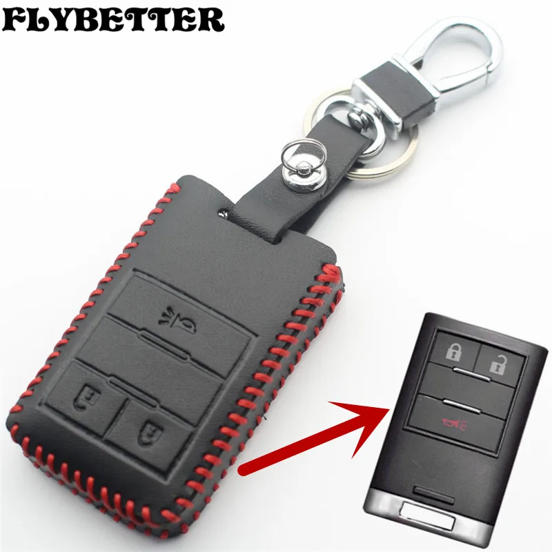 FLYBETTER Genuine Leather 3Button Keyless Entry Smart Key Case Cover For Chevrolet New Captiva/Malibu/Trax Luminous L1996