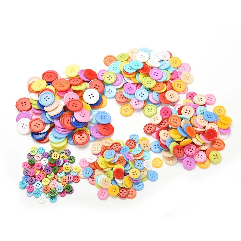 

Wholesale 5 Size 100 Pcs Resin Sewing Button Scrapbooking Round Mixed Color Two Holes Button For Clothing Toys Colorful Buttons