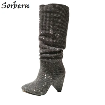 

Sorbern Studs Wide Fit Boots Women Slip On Kitten Heels Comfortable Fold Wide Lady Boots 2019 Woman Winter Boots Custom Leg Size