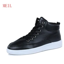 Mens Casual Shoes Hot Sale High Top Sneakers Leather Shoes for Men Fashion Retro Lace-Up Sneakers Men Black British Style Shoes Mens Casual Shoes Hot Sale High Top Sneakers Leather Shoes for Men Fashion Retro Lace-Up Sneakers Men Black British Style Shoes