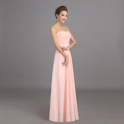 Robe de soiree Персиковое розовое платье подружки невесты длинное шифоновое платье для выпускного вечера vestido de festa De Casamento Dama De Honra - Цвет: A