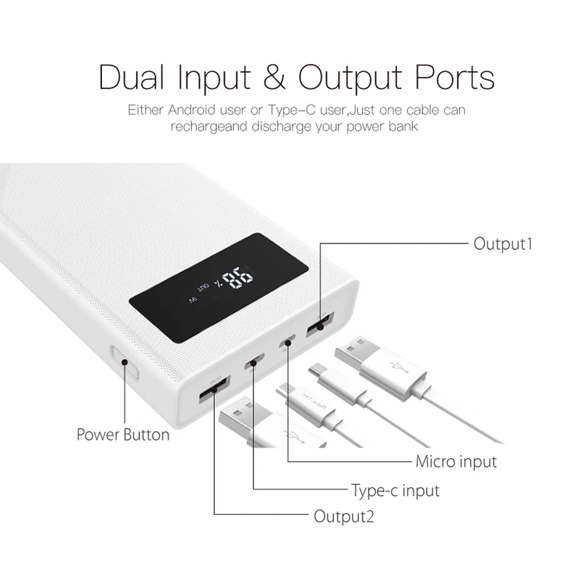 Портативное зарядное устройство 3 0 Quick Charge besk6x 20000 мАч портативное для