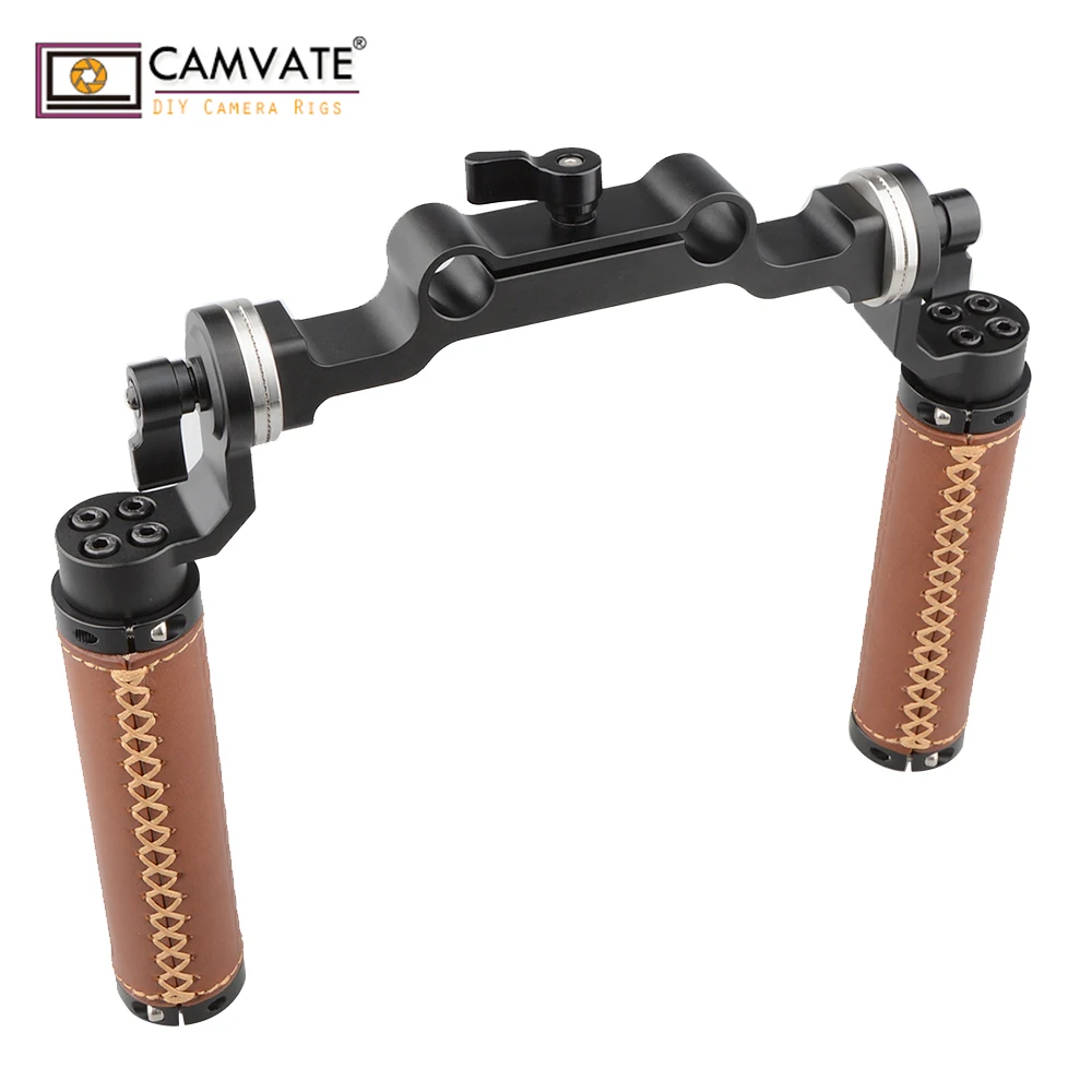 CAMVATE стиль розетка ручки (кожа) и 15 мм стержень зажим Railblock для DSLR ручка плеча Rig