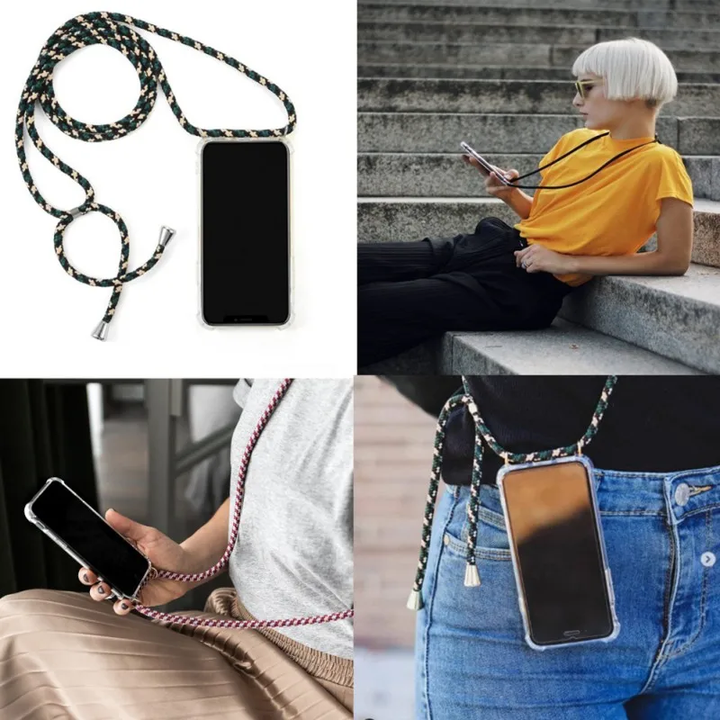 

New personality mobile phone case Suitable for IPhone6P/6SP with rope tpu transparent four-corner anti-drop mobile phone case