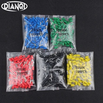 

DIANQI E0506 Tube insulating Insulated terminals 0.5MM2 Cable Wire Connector 100PCS/Pack Insulating Crimp Terminal Connector E-