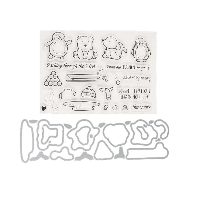 

Skating transparent clear stamp coordinating die for DIY Scrapbooking/Card Making/Kids Christmas Fun Decoration Supplies