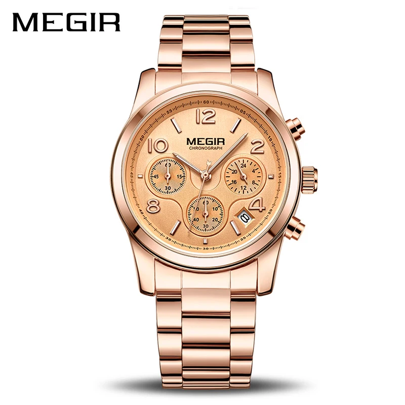 Meilleur MEGIR De Luxe Quartz Femmes Montres Relogio Feminino Mode Sport Lovers Dames Montre Horloge Top Marque Chronographe Montre Bracelet 2057