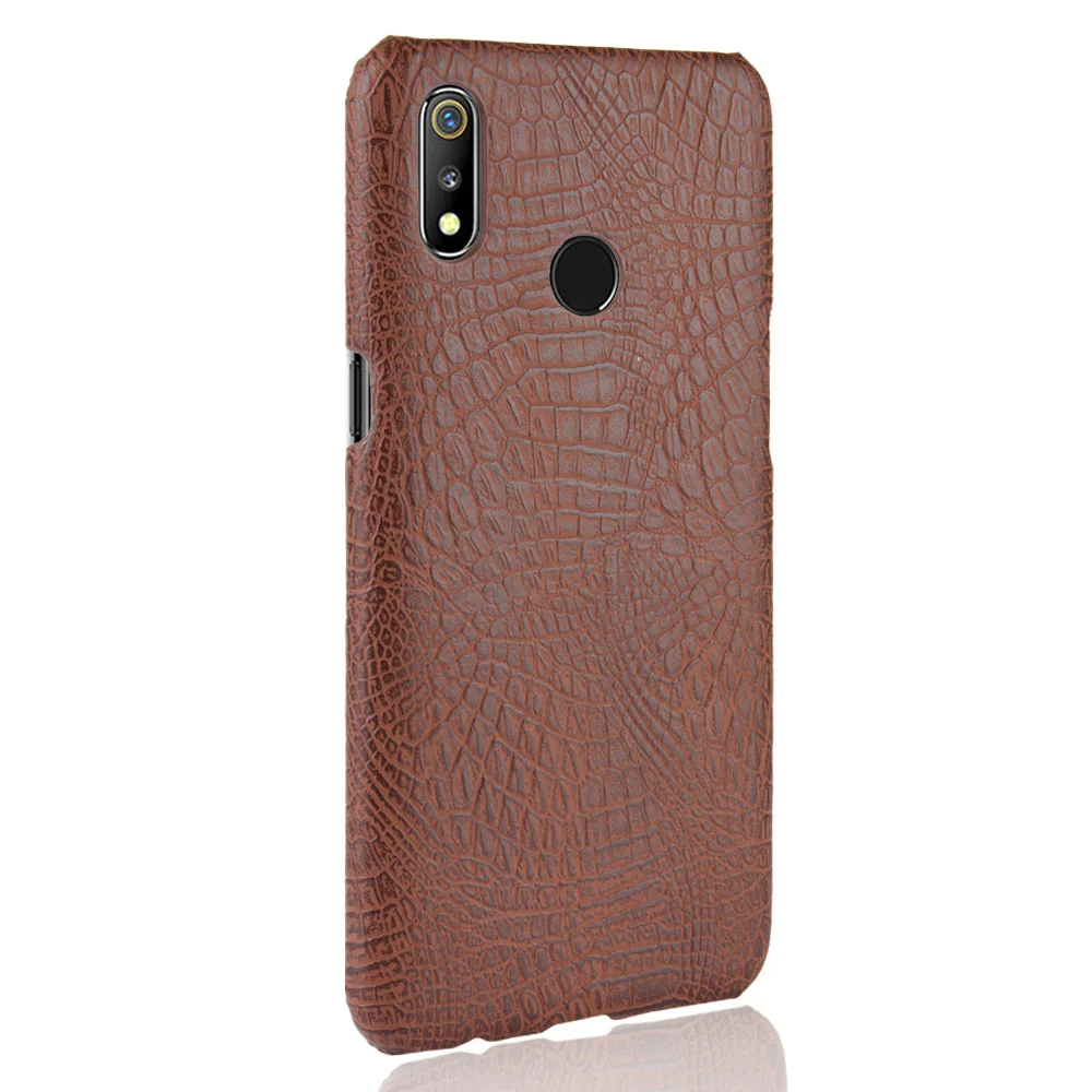 Realme 3 Чехол Oppo Realme3 ретро искусственная крокодиловая кожа жесткий защитный чехол для Oppo Realme 3 телефон плотный чехол
