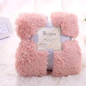 

White Pink Grey Super Soft Long Shaggy Fuzzy Faux Fur Bed Cover Warm Elegant Cozy Fluffy Sherpa Throw Blanket Plaids Bedspread
