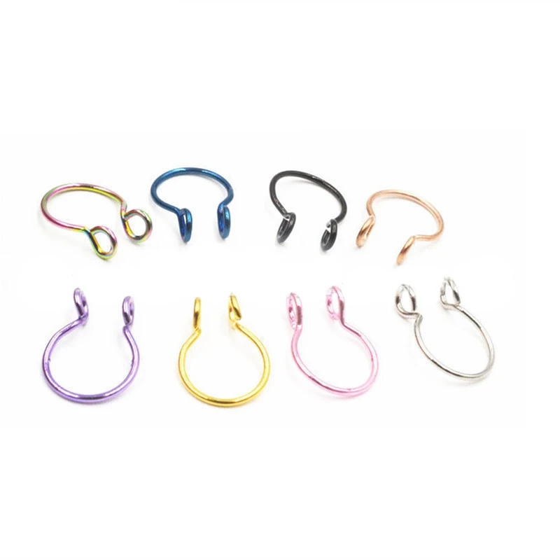 MISANANRYNE U Shaped Fake Nose Ring Hoop Septum Rings Titanium Nose Piercing Earrings Fake Piercing Oreja Pircing Jewelry