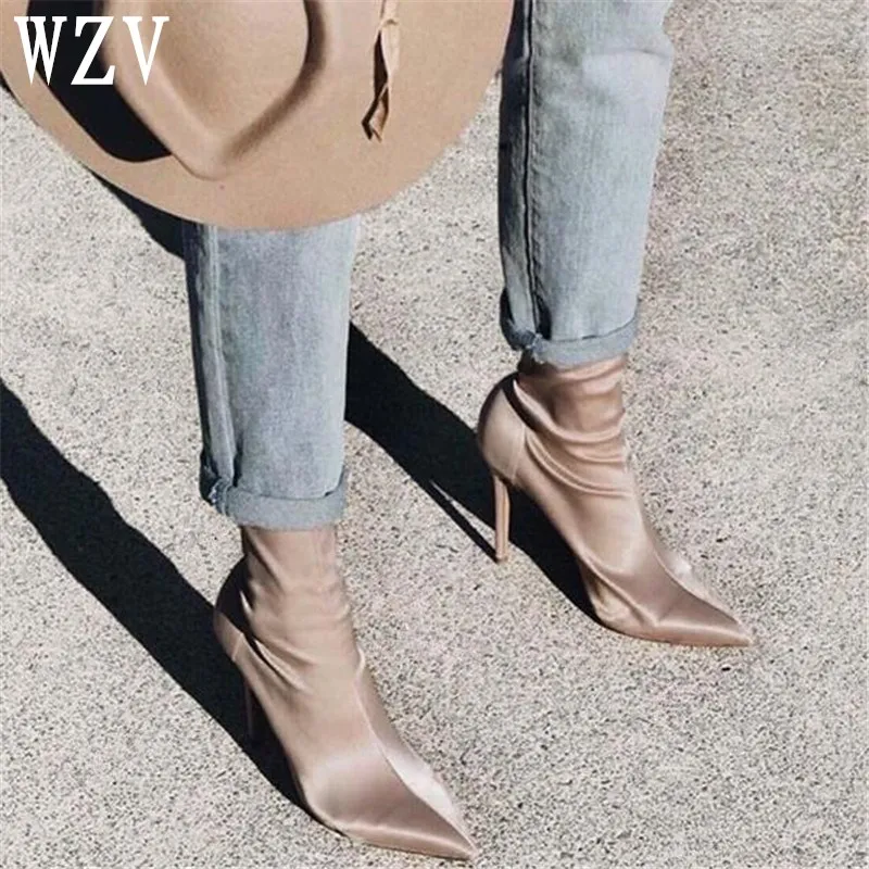 pointed toe stiletto sock boots