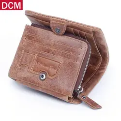 Dcm Пояса из натуральной кожи Для мужчин бумажник RFID Блокировка Новый Стильный Корова мужской Двойные кошелек с карты карман дропшиппинг