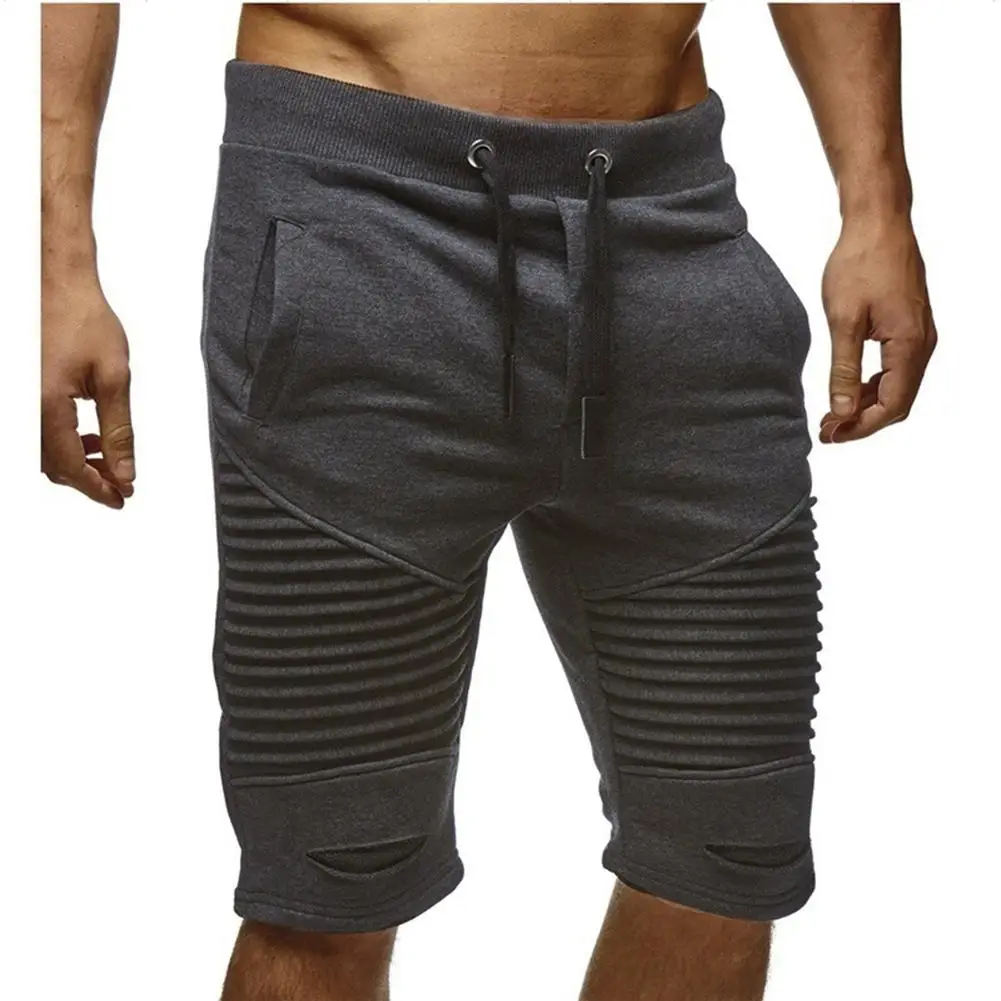 Yfashion модные Для мужчин s шорты летние простые Повседневное Мужские дышащие шорты со шнурком шорты мужские Ruched отверстие одежда в уличном