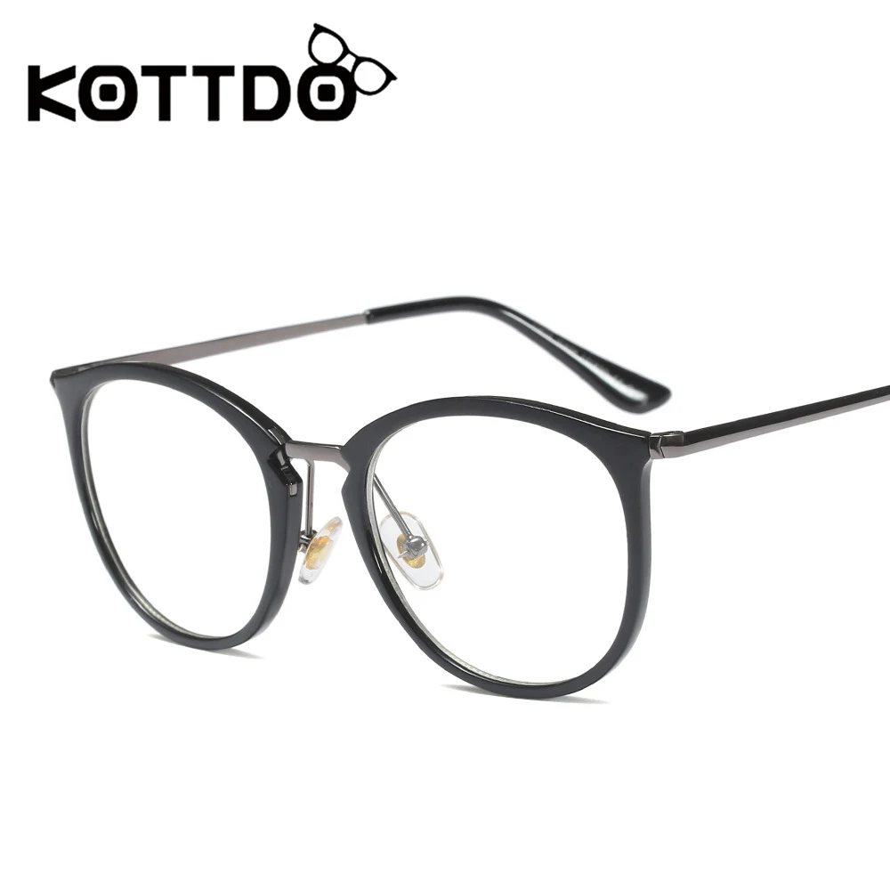 KOTTDO, винтажные оправы для очков по рецепту, для женщин, близорукость, круглые металлические Компьютерные очки, ретро оправы для очков, мужские очки - Цвет оправы: Black grey