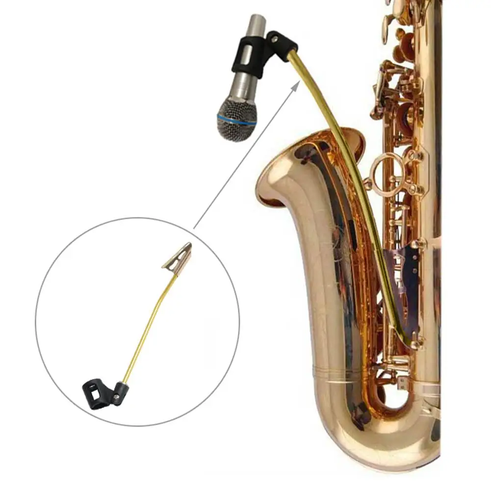 

Saxophone Microphone Clamp Clip Bracket 30 CM Aluminum alloy Gold Planted Micro Clip Based For Saxophone Instrument Sound Show