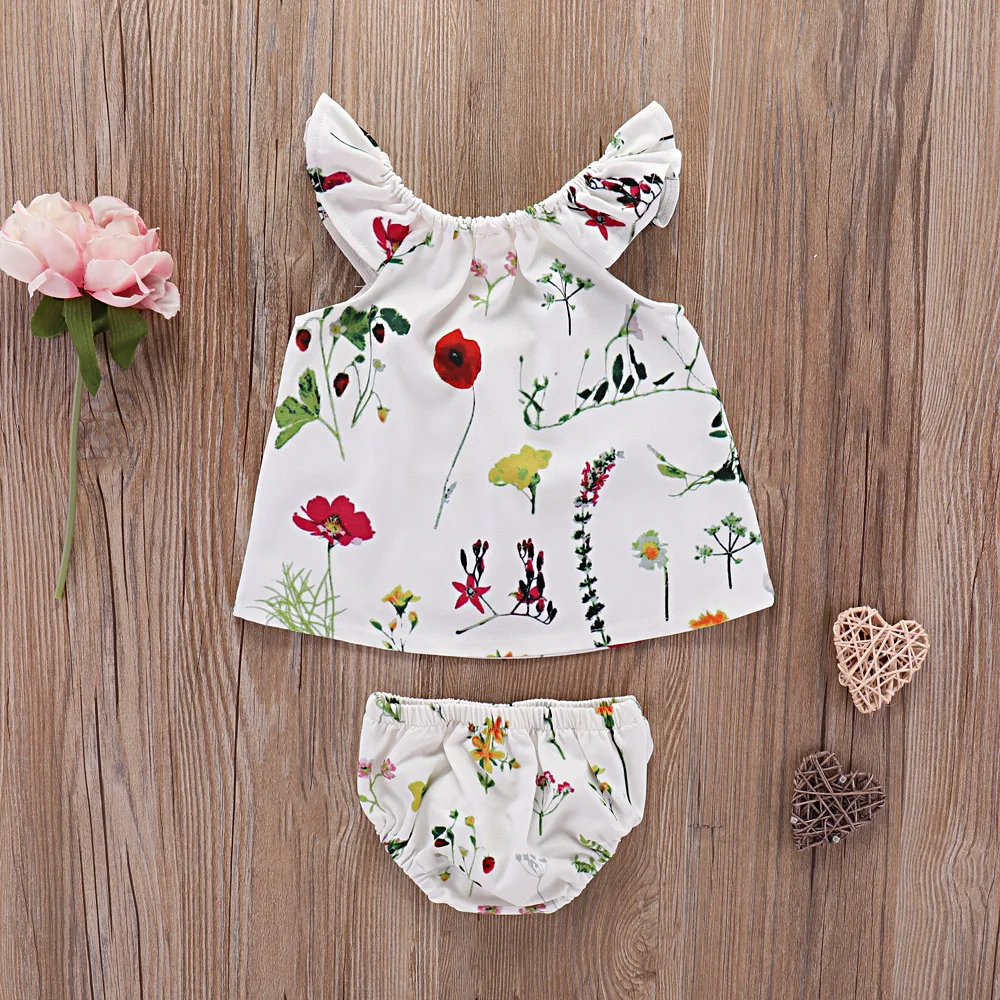 

2019 Summer Baby Girl Clothing Set Infant Newborn Sleeveless Striped 2PCS Tracksuit Hot Sale Toddler Casual Cute Outfits