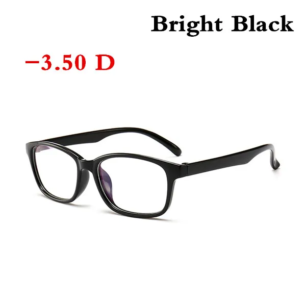 Фиолетовый Модный PC очки Рамка Для мужчин Для женщин готовой близорукость линзы Близорукие Очки для молодых-1,0-1,25-1,5-1,75-2,0~-4,0 - Цвет оправы: Black Myopia-350
