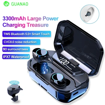 

G02 9D TWS Stereo Wireless Earphone With LED Bluetooth 5.0+ HiFi Earphones IPX7 Waterproof 3300mAh Smart Power Bank Phone Holder