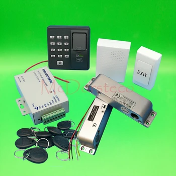 

Wooden Door Control Complete Fingerprint Lock control system Electronic Surface Drop Bolt Lock +Power supply+exit button+keyfobs