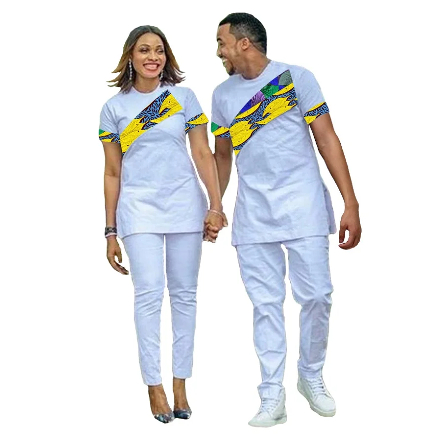 African Couple Outfit Women Sets And Men Sets Outfit for Couples Fashion Couple's Prom Outfits T-shirt Africa Clothing Custom - Цвет: 3