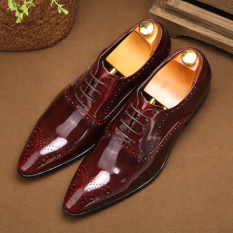 Мужская обувь на высоком каблуке; обувь из натуральной воловьей кожи в британском стиле; мужская деловая Обувь На Шнуровке; Мужские модельные туфли; сезон весна-осень
