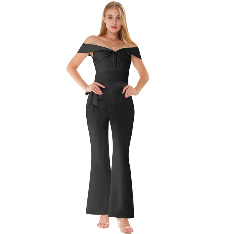 Summer new best selling straps jumpsuit solid color word shoulder jumpsuit white wine red black jumpsuit Summer new best selling straps jumpsuit solid color word shoulder jumpsuit white wine red black jumpsuit
