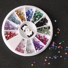 MOONBIFFY 12 Цвета Ногтей Стразами 2 мм Акриловые Nail Art Стразы Украшения Для УФ-Гель Телефон Ноутбук DIY Nail Инструменты