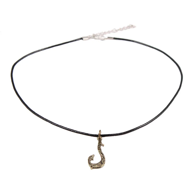 2 Colors Moana Necklace Fishing Hook Pendant Necklaces Tuna Hook Pendant Hei Matan Fish Hook font