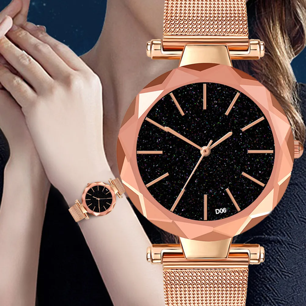 

Fashion Women Watch Simple Irregular Dial Ladies Quartz Wristwatch Exquisite Alloy Mesh Belt Strap Clock Zegarki Damskie@50