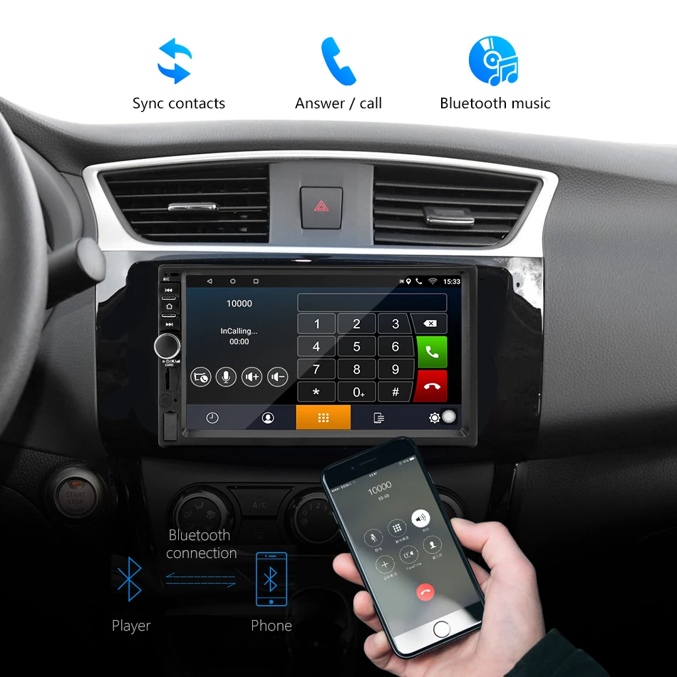 Clearance Vtopek 7" dual din FM radio car radio Android multimedia control system rear camera TF Card  Touch Screen GPS 12V Universal 5