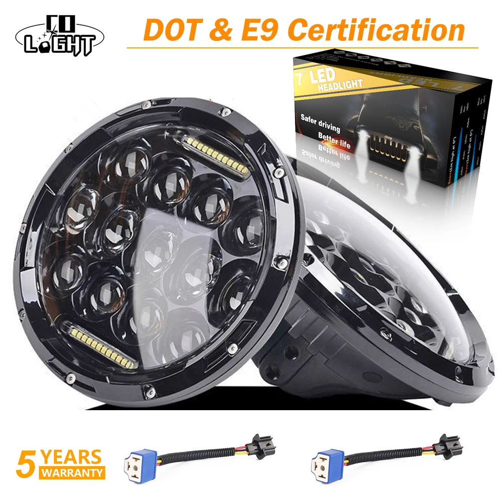 

CO LIGHT Car LED 7 Inch Round Headlight 75W 35W DRL Hi/Lo for Jeep Wrangler Hummer Lada Niva 4x4 Car Led Driving Light 12V 24V