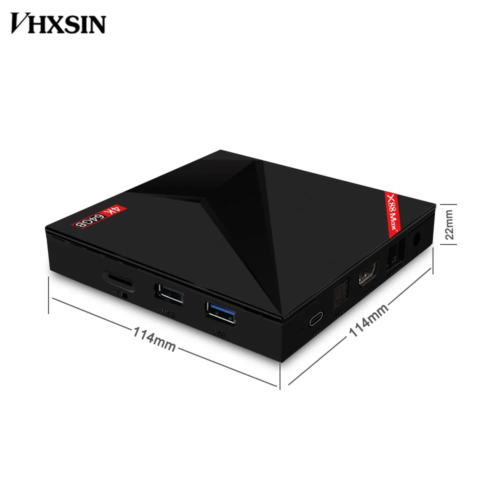 ТВ приставка VHXSIN 10 шт./лот X88 max plus RK3328 4 + 64G HEVC H.265 поддержка для Android 9 0