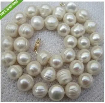 

18" 12-11 MM SOUTH SEA NATURAL White PEARL NECKLACE >free shipping CLASP