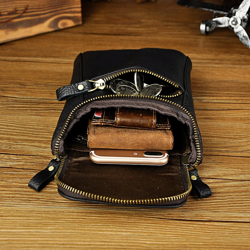 Norbinus, мужская сумка на пояс из натуральной кожи, поясная сумка, сумка для мобильного телефона, камеры, сумка с крючком на ремне, маленькая сумка через плечо, сумки-мессенджеры