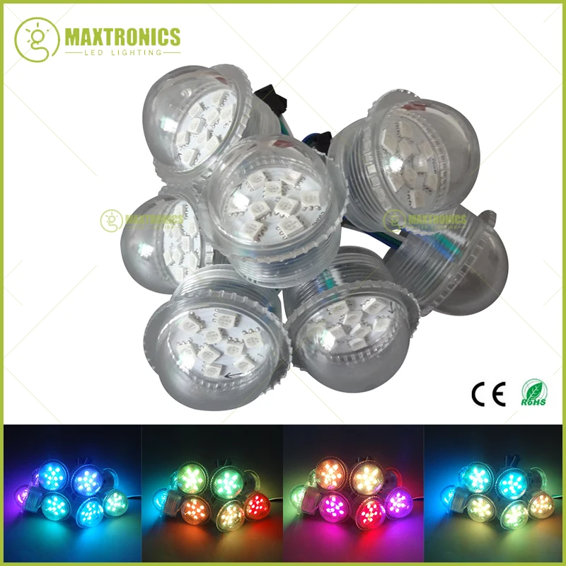 

Wholesale 200pcs WS2811 DC12V 36mm 9 LEDs Transparent Cover SMD 5050 rgb pixels LED Module String waterproof